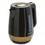 Чайник электрический SONNEN KT-1776, 1,7 л, 2200 Вт, закрытый нагревательный элемент, пластик, черный/горчичный