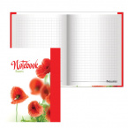 Блокнот в книжном переплете (110х147 мм) А6, 80 л., ламинированная обложка, выборочный лак, клетка, BRAUBERG, "Красные маки"