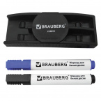 Набор для досок BRAUBERG (магнитный стиратель, 2 маркера 5 мм: черный, синий)