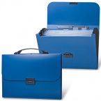 Папка-портфель пластиковый BRAUBERG "Energy", А4 (330х256х32 мм), 6 отделений, индексные ярлыки, синий