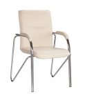 Стул офисный Самба бежевый кожзам, хром каркас, мягкие накладки S V18