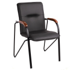 Стул офисный Самба  Блэк черный кожзам, черный каркас, накладки дерево, 1.031 V4